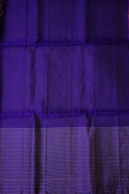 Pure Soft Silk Saree - Deep Purple and Royal Blue