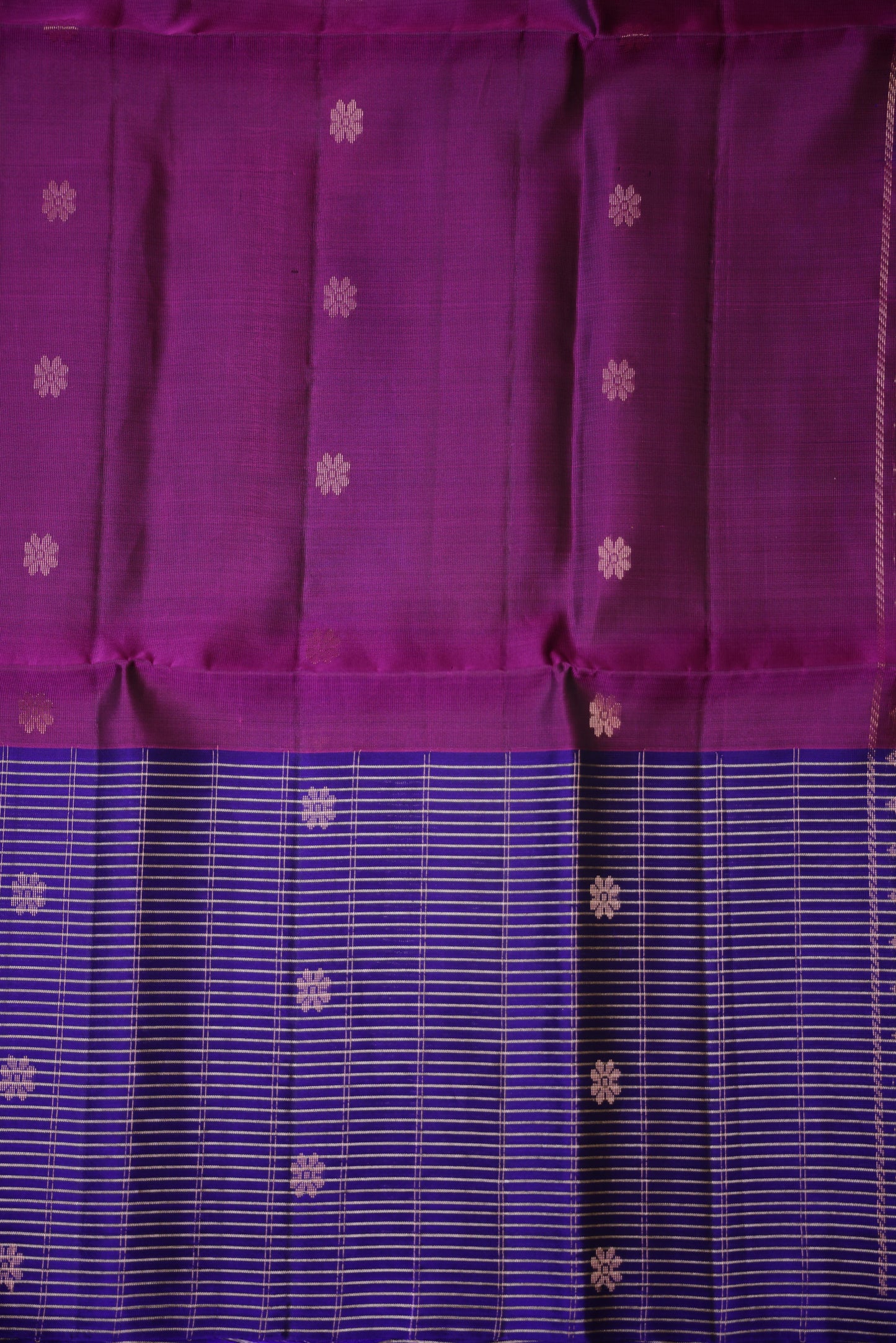 Pure Soft Silk Saree - Deep Purple and Royal Blue