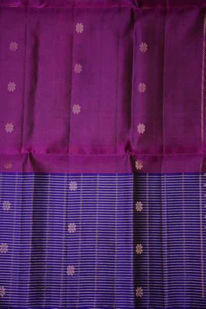 Pure Soft Silk Saree - Deep Purple and Royal Blue