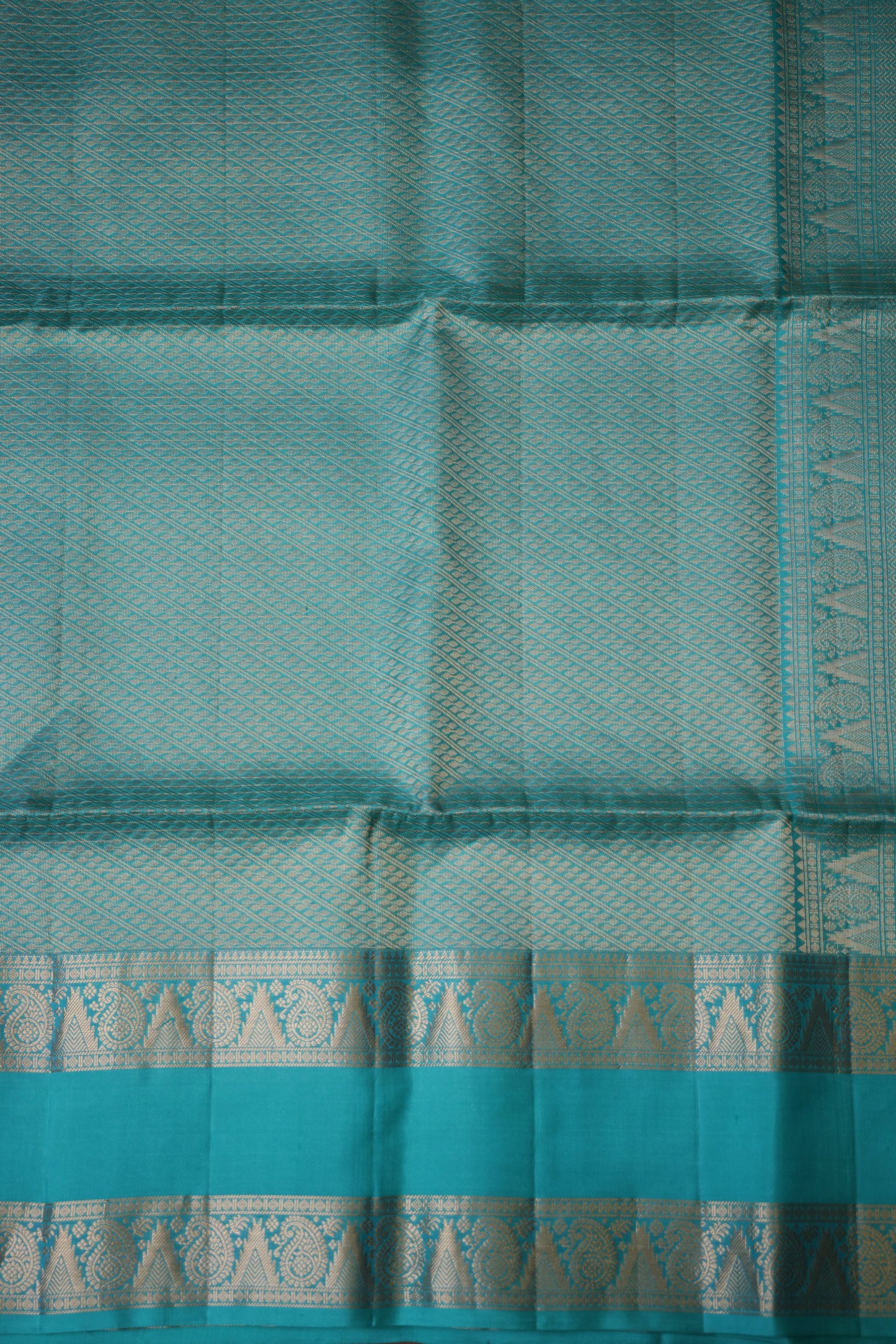 Pure Soft Silk Saree - Chocolate Brown and Turquoise Blue