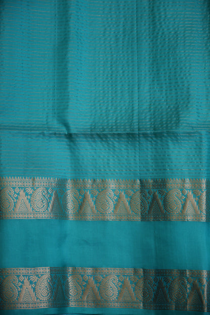 Pure Soft Silk Saree - Chocolate Brown and Turquoise Blue