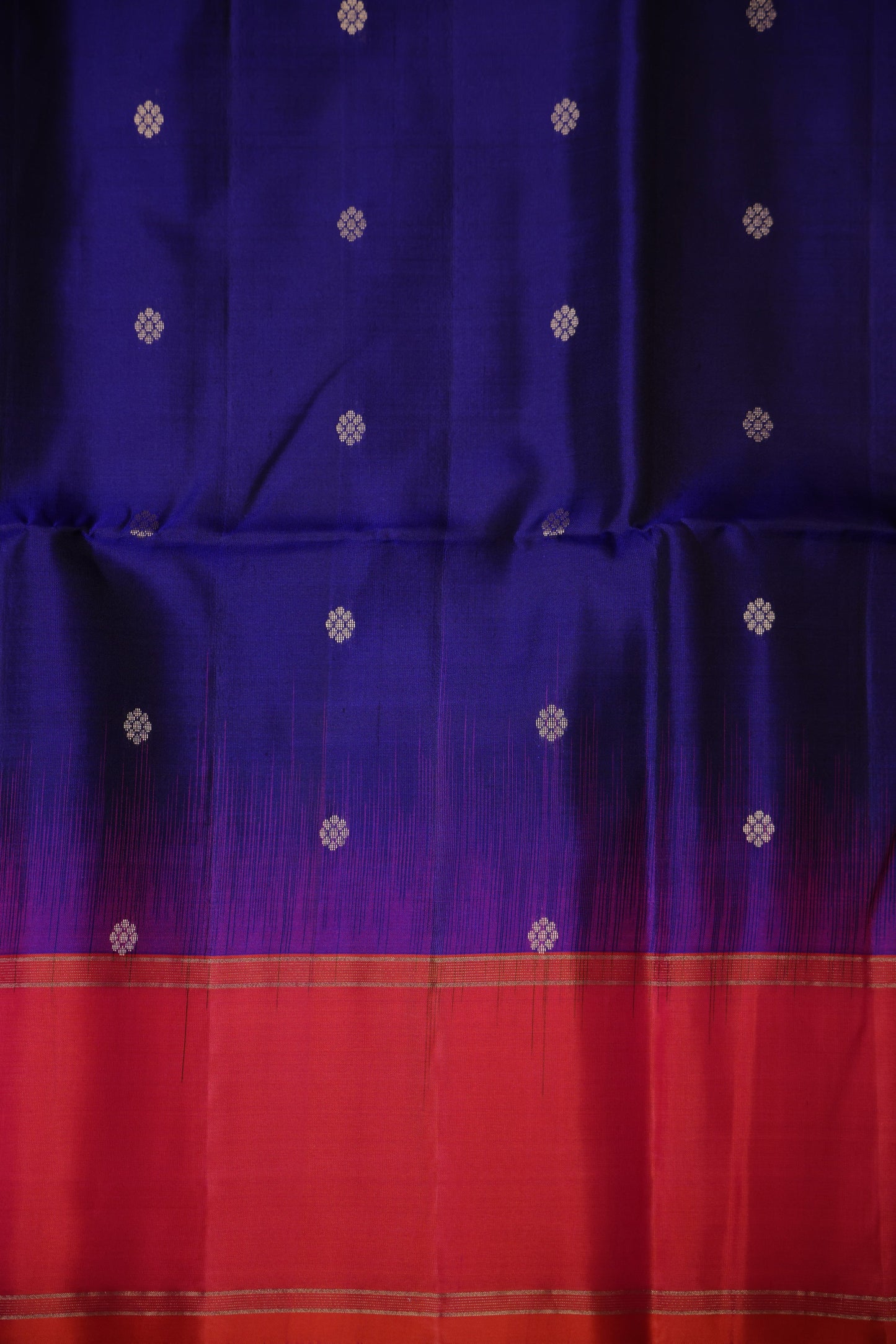 Pure Soft Silk Saree - Royal Blue with Pink and Orange