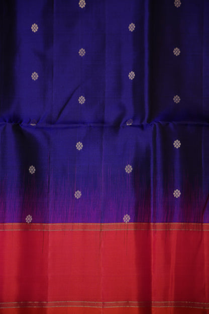 Pure Soft Silk Saree - Royal Blue with Pink and Orange