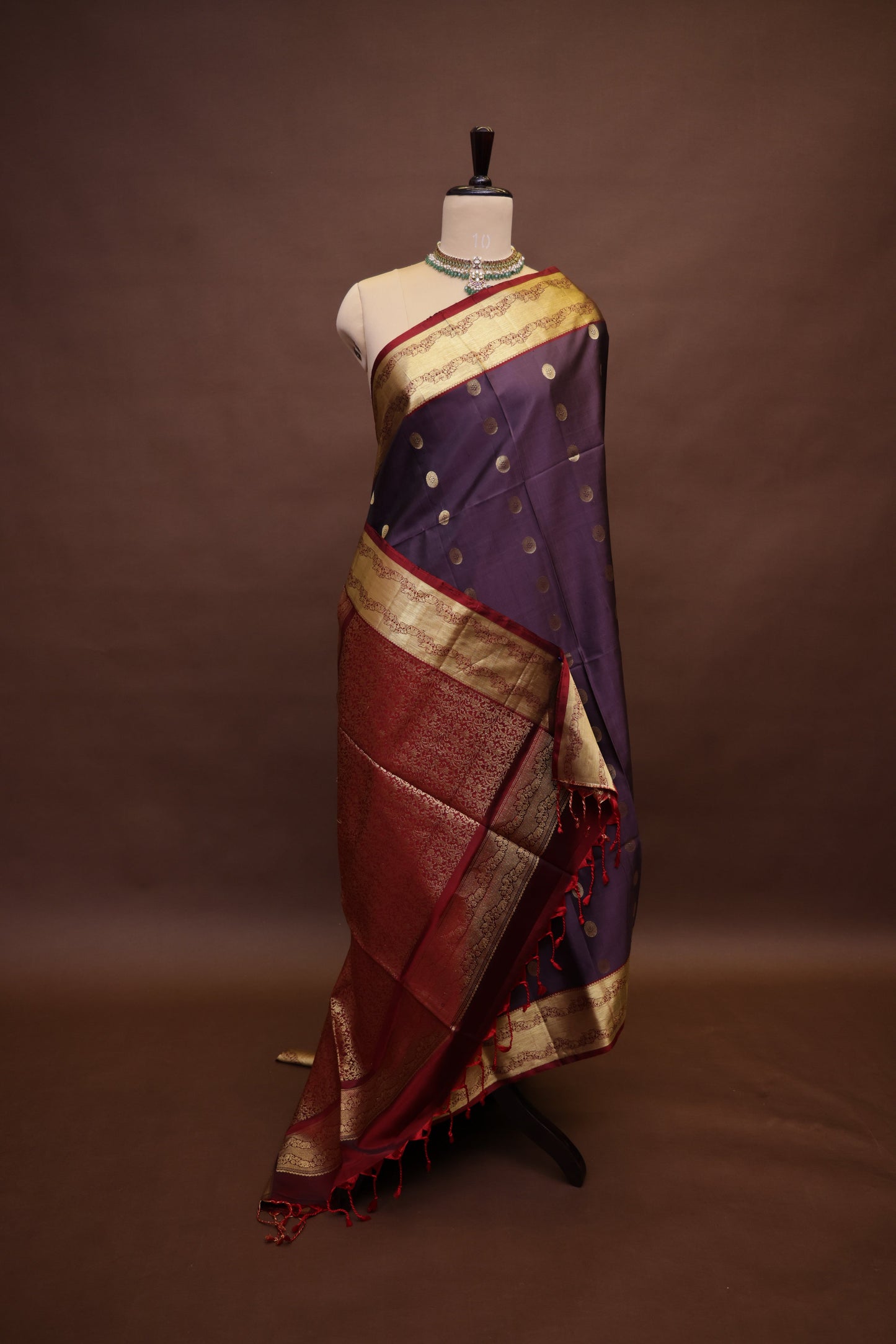 Pure Soft Silk Saree - Aubergine Purple & Maroon