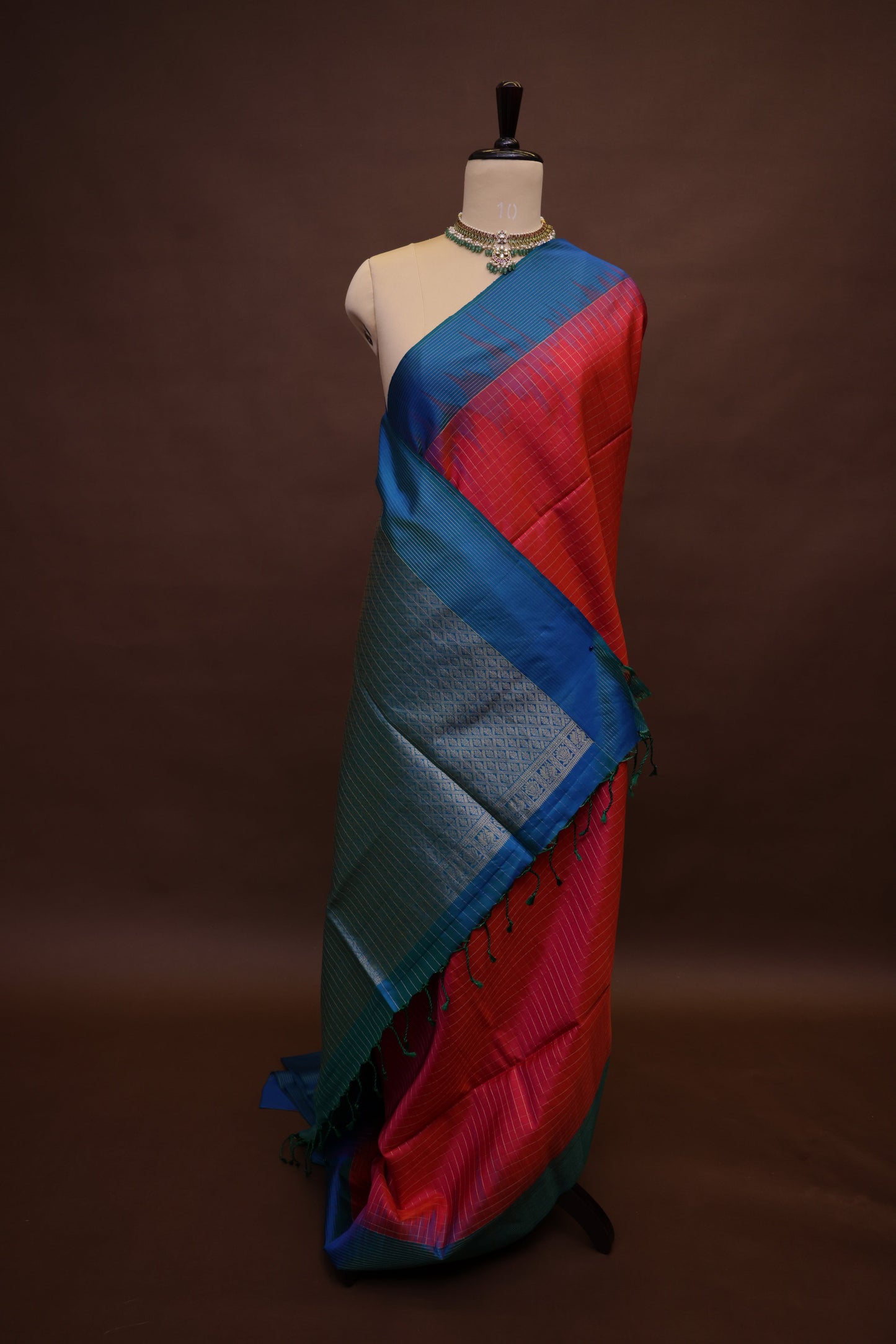 Pure Soft Silk Saree - Pink with Copper Sulphate Blue