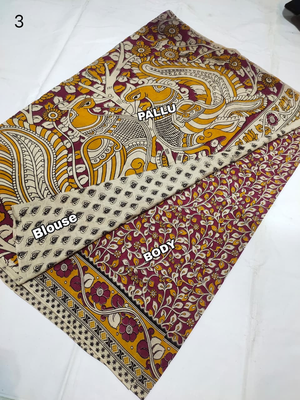 Pure Cotton Saree with Digital Kalamkari Prints - Magenta